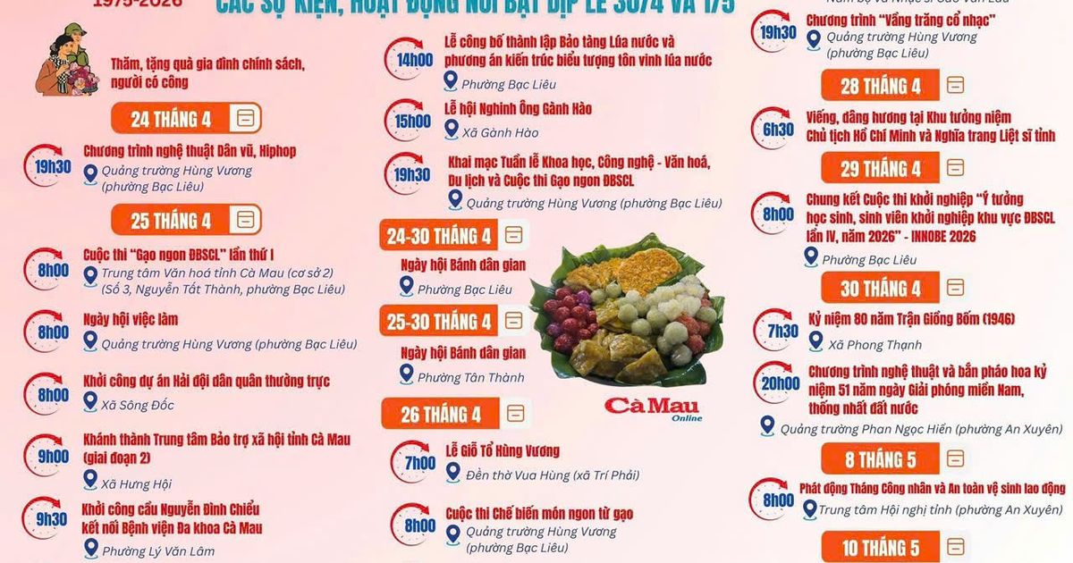 Cà Mau bùng nổ mùa lễ hội 30/4 – 1/5 với chuỗi sự kiện quy mô lớn